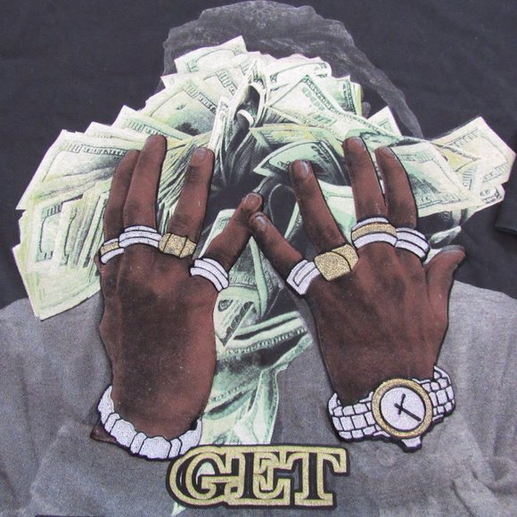 Vtg Get Rich or Die T-Shirt 3D Men's 4XL Velvet Street Wear Hip Hop Rap Tee RARE - Picture 5 of 14